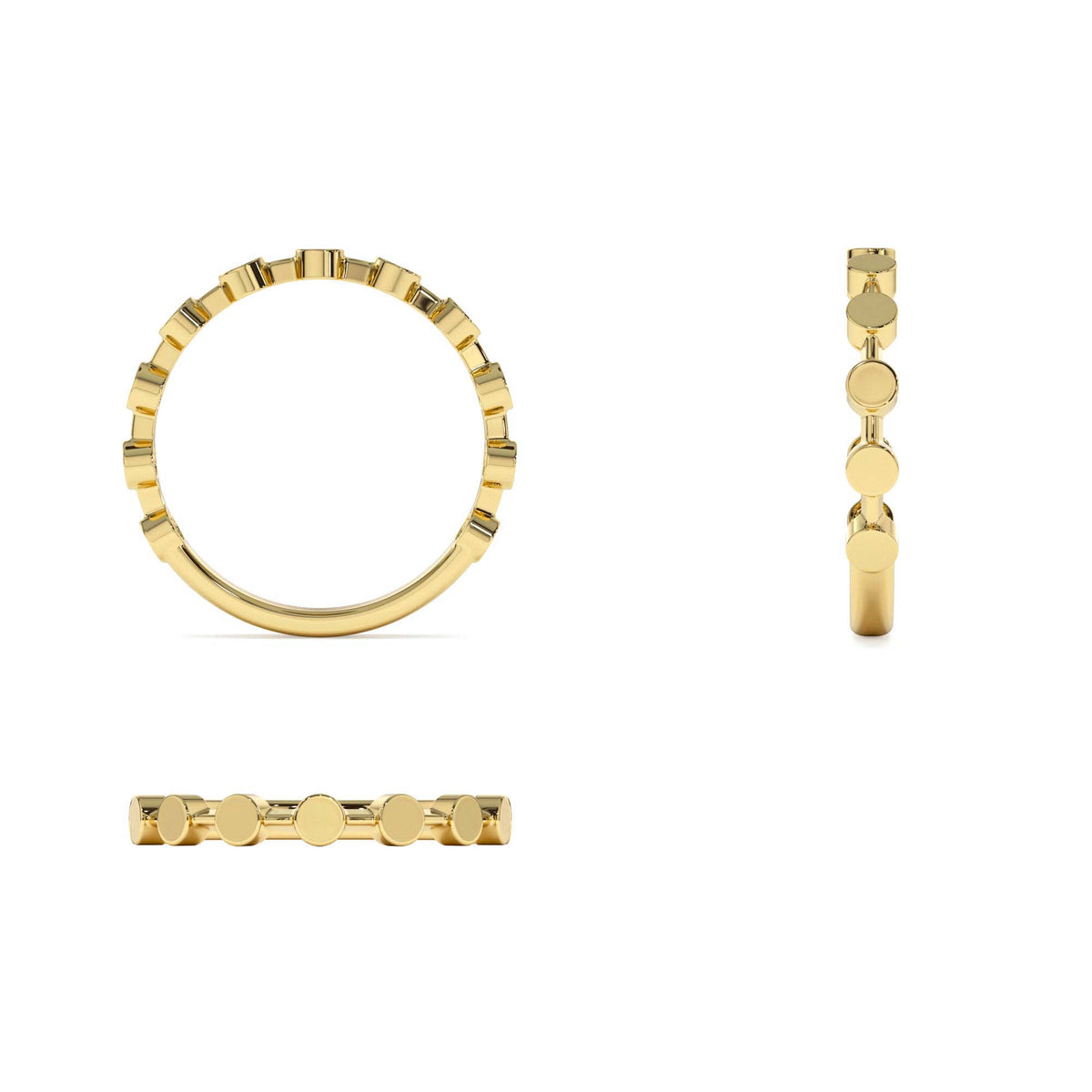 Tiny Round Stackable Ring For Women in 14K Gold — view 3