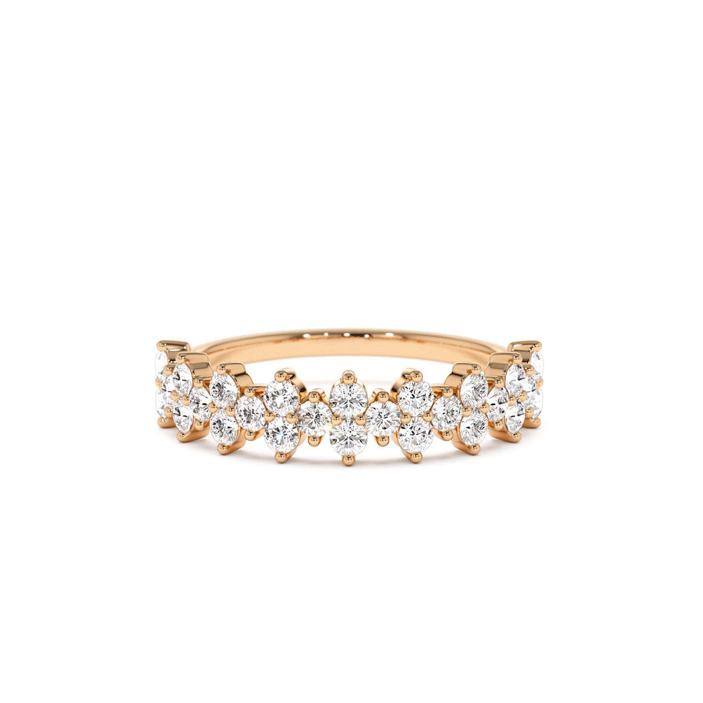 Cluster Diamond Half Eternity Wedding Band in 14K Gold — view 5