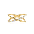 Criss Cross Single Side Diamond Ring in 14K Gold — view 1