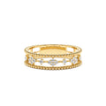 Diamond Statement Ring with Beaded Band in 14K Gold — view 1