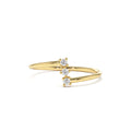 Vertical Three Stone Natural Diamond Ring in 14K Gold — view 1