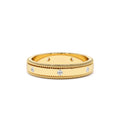 4MM Flat Milgrain Edge Diamond Wedding Band in 14K Gold — view 1