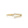 Unique Diamond Crossover Ring For Women in 14K Gold — view 1