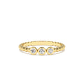Beaded Three Stone Diamond Ring in 14K Gold — view 1