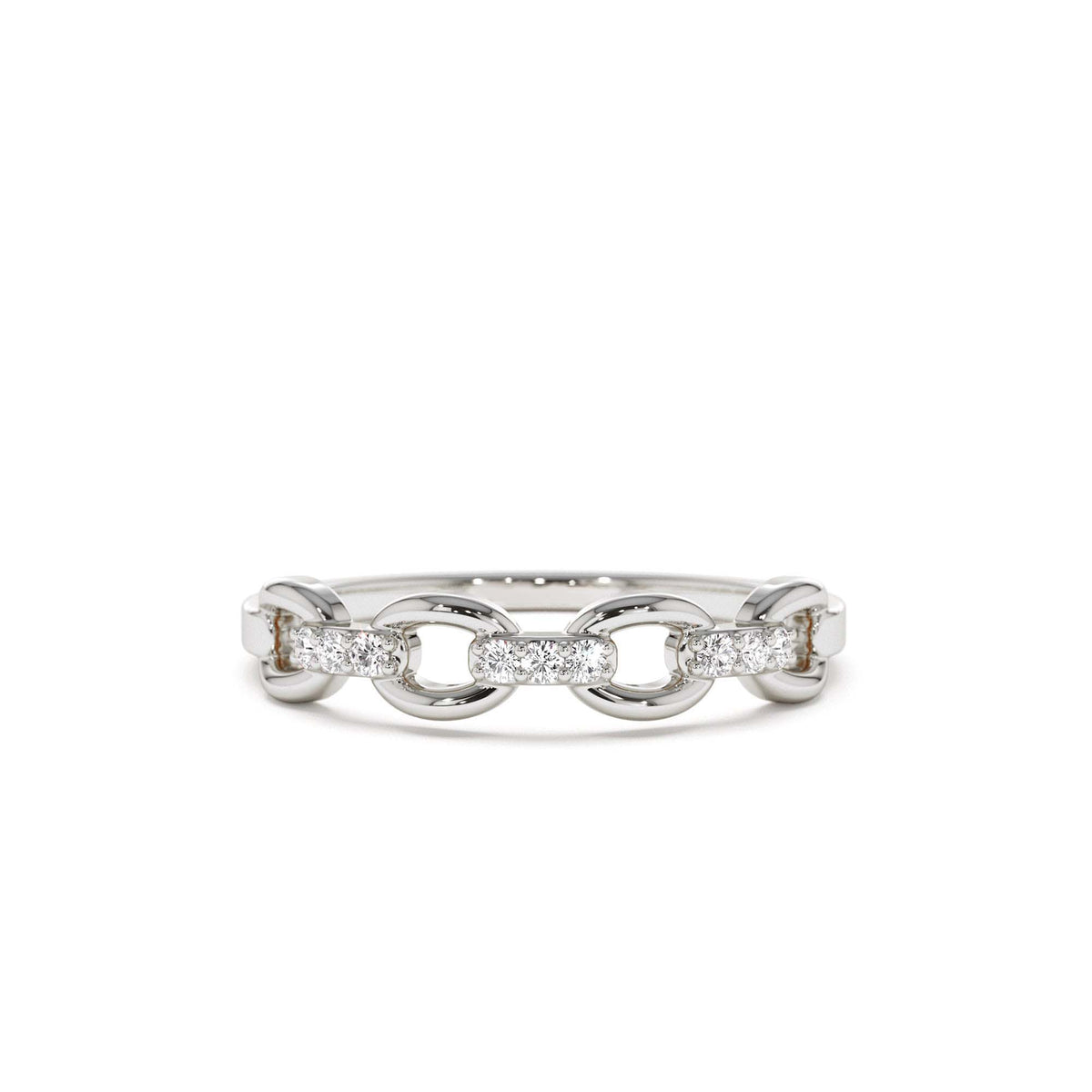 Cable Chain Link Diamond Ring in 14K Gold — view 4