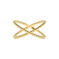 Beaded Band Criss Cross Statement Ring in 14K Gold — view 1