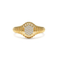 Ribbed Oval Signet Ring in 14K Gold — view 1