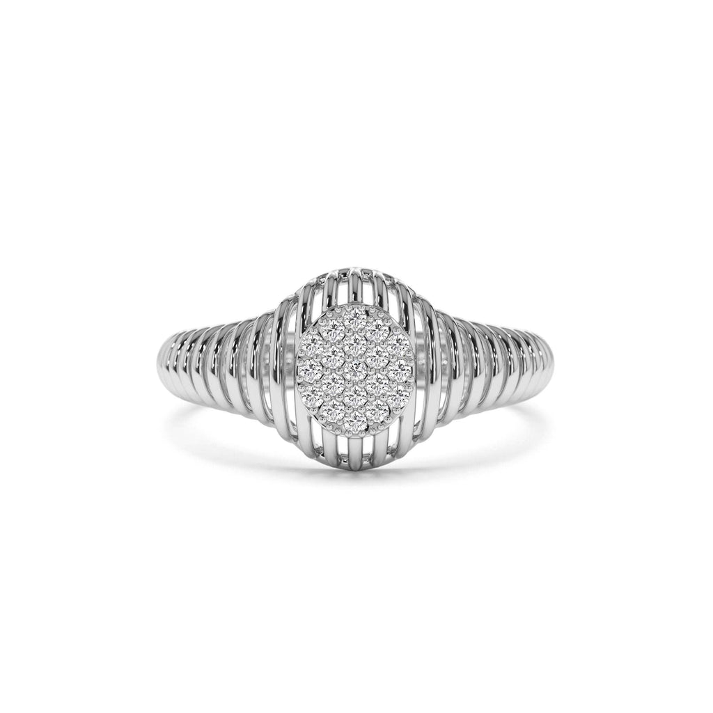 Ribbed Oval Signet Ring in 14K Gold — view 4