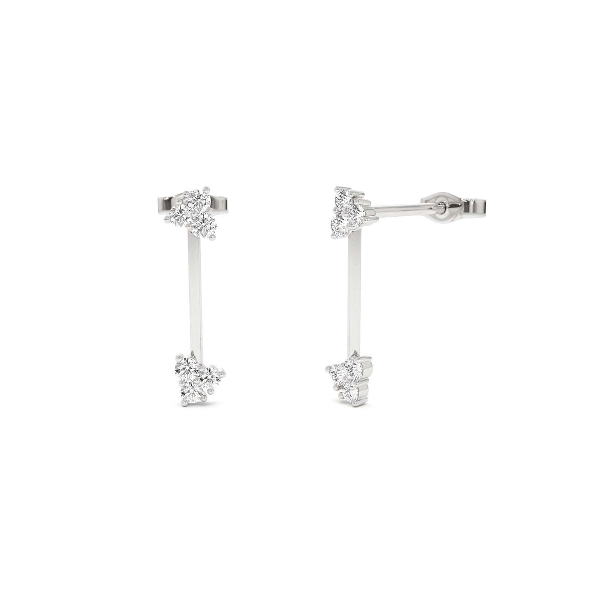 Vertical Bar Diamond Earrings in 14K Gold — view 3
