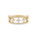 Double Row Pave Diamond Ring w/ Diamond Cluster Accents in 14K Gold — view 1