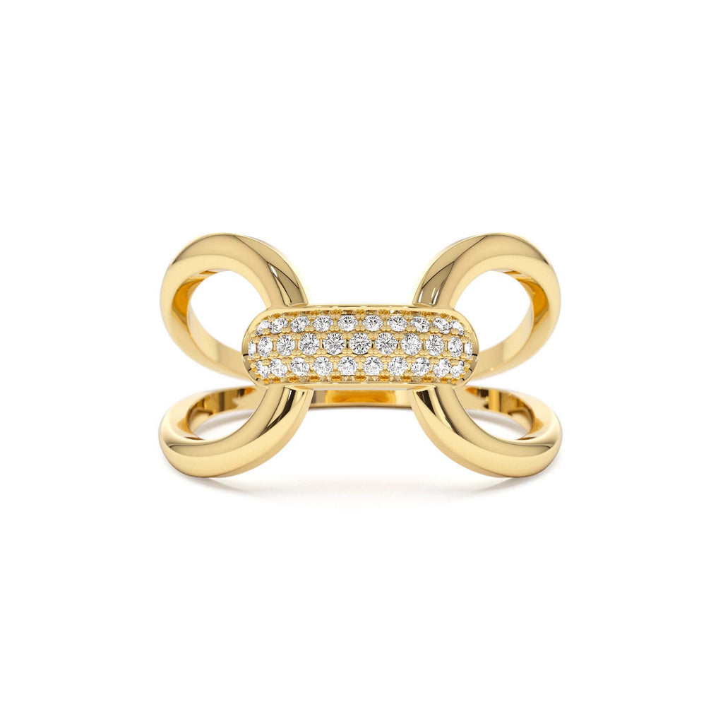Folded Micro Pave Diamond Ring in 14K Gold — view 1
