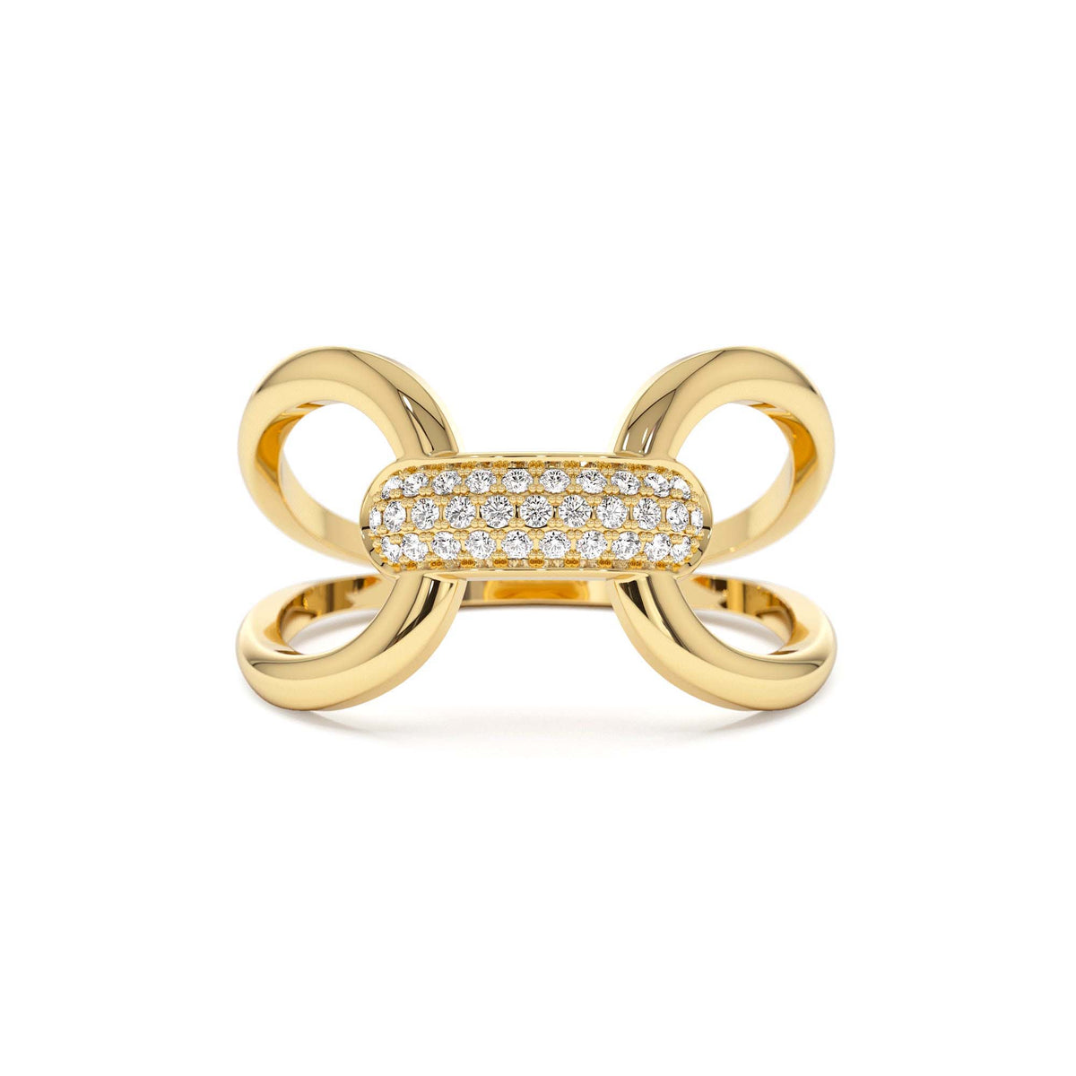 Folded Micro Pave Diamond Ring in 14K Gold — view 1
