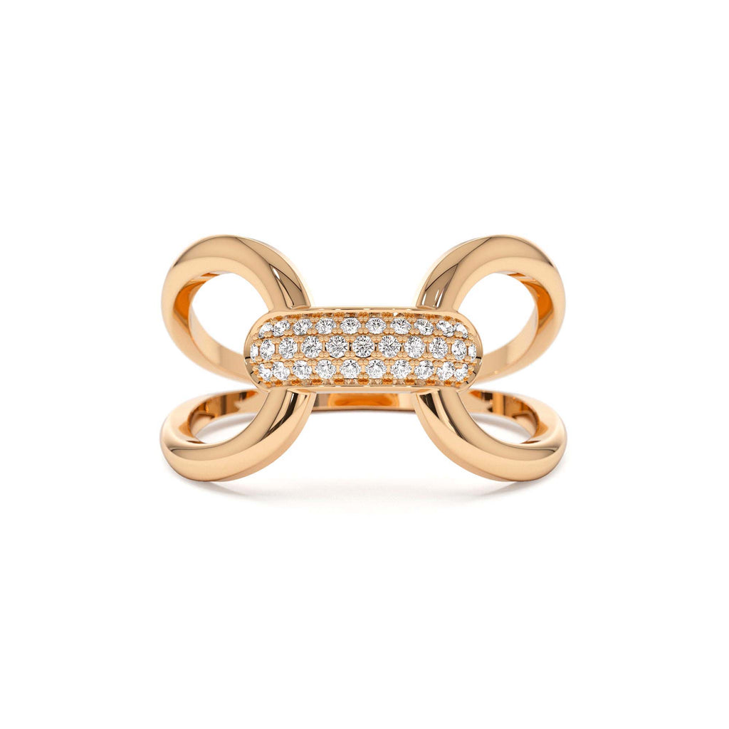 Folded Micro Pave Diamond Ring in 14K Gold — view 5