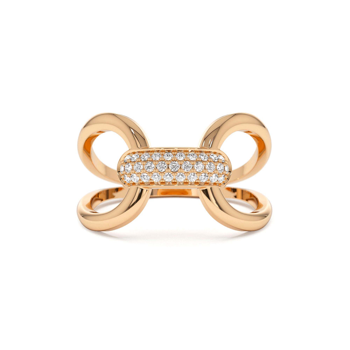 Folded Micro Pave Diamond Ring in 14K Gold — view 5