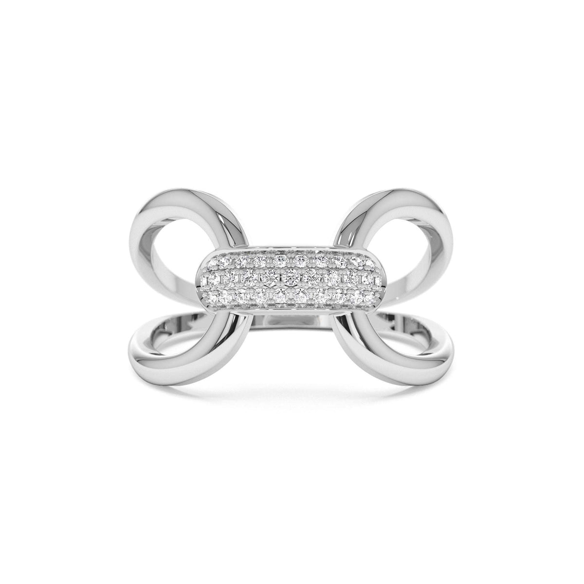 Folded Micro Pave Diamond Ring in 14K Gold — view 4