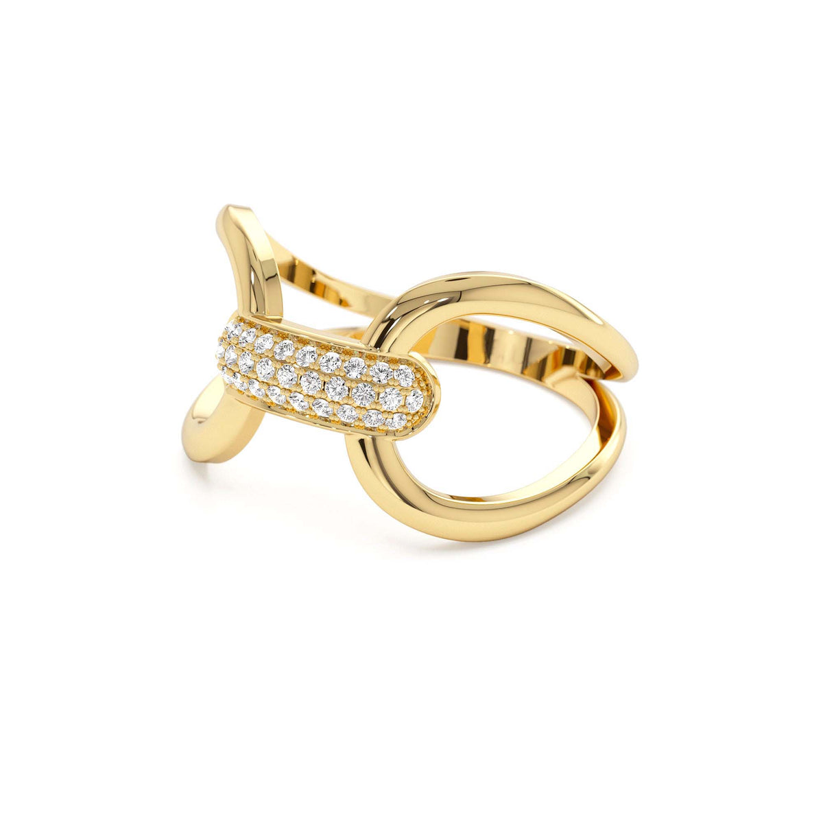 Folded Micro Pave Diamond Ring in 14K Gold — view 2