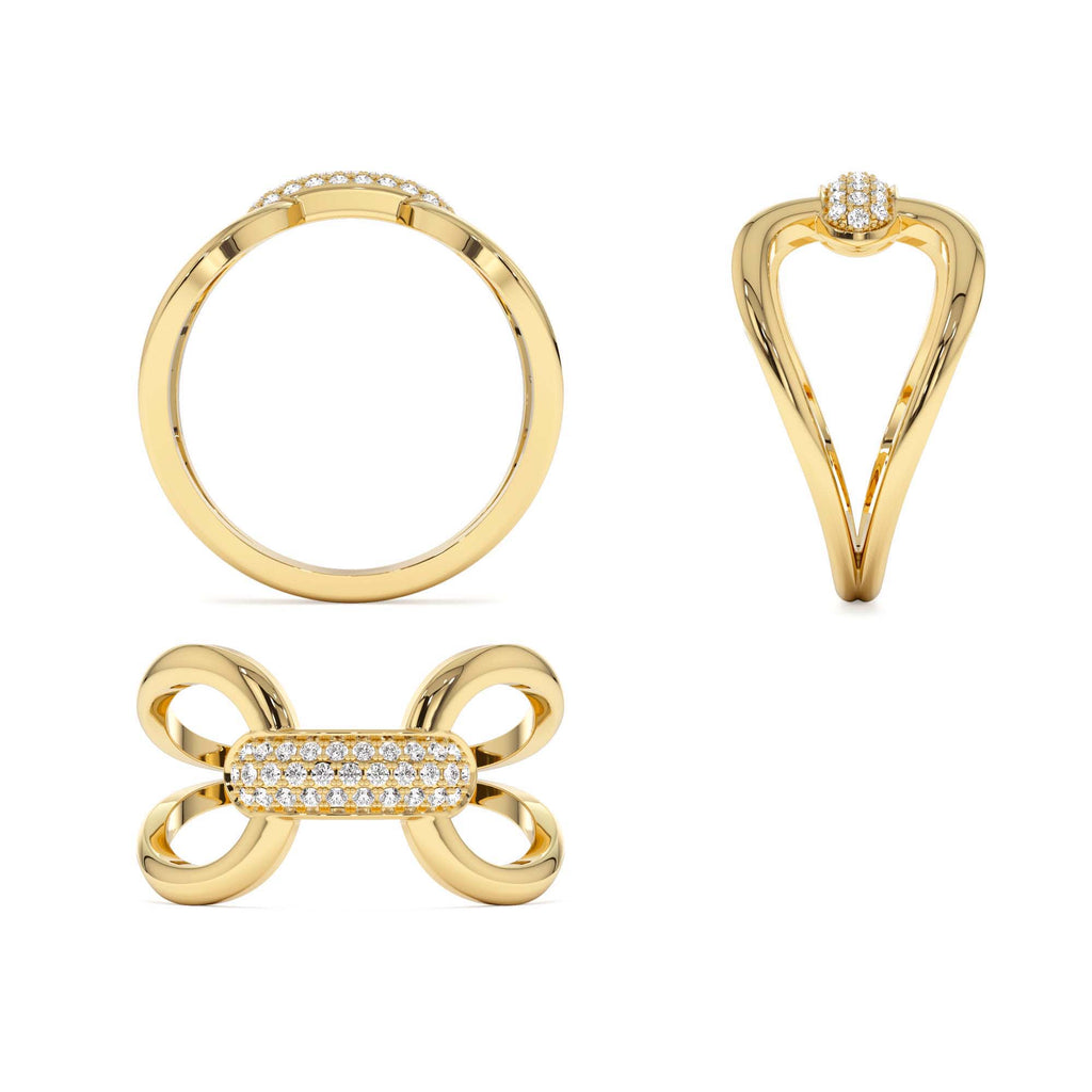 Folded Micro Pave Diamond Ring in 14K Gold — view 3