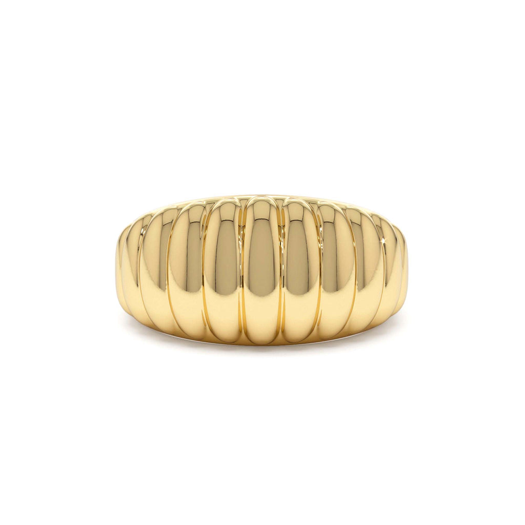 Chunky Ribbed Statement Ring in 14K Gold — view 1