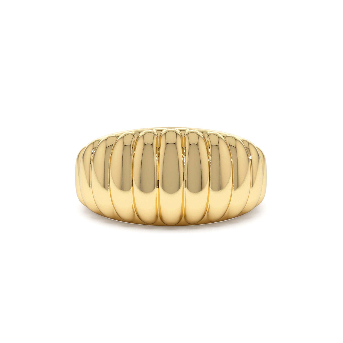 Chunky Ribbed Statement Ring in 14K Gold — view 1