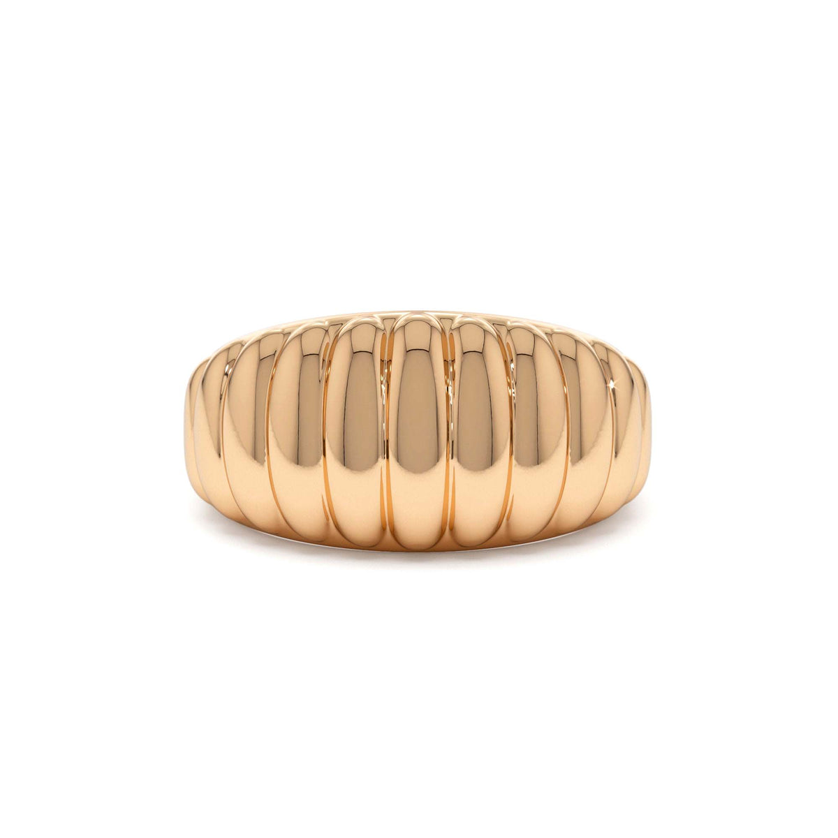 Chunky Ribbed Statement Ring in 14K Gold — view 5