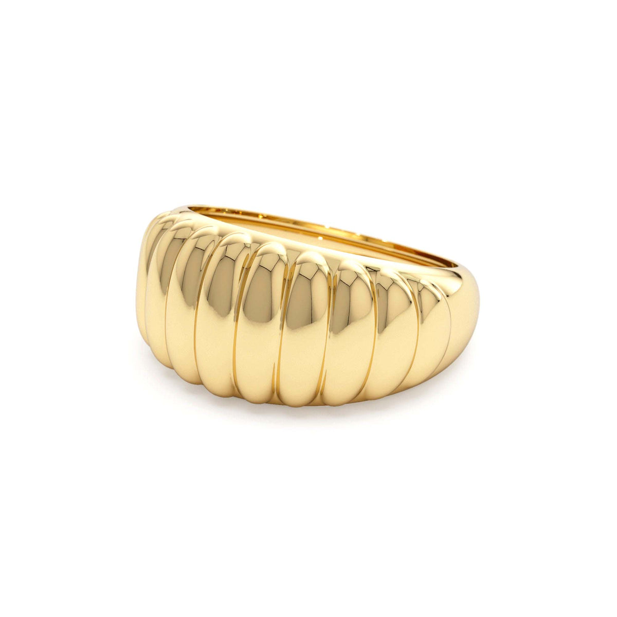 Chunky Ribbed Statement Ring in 14K Gold — view 2