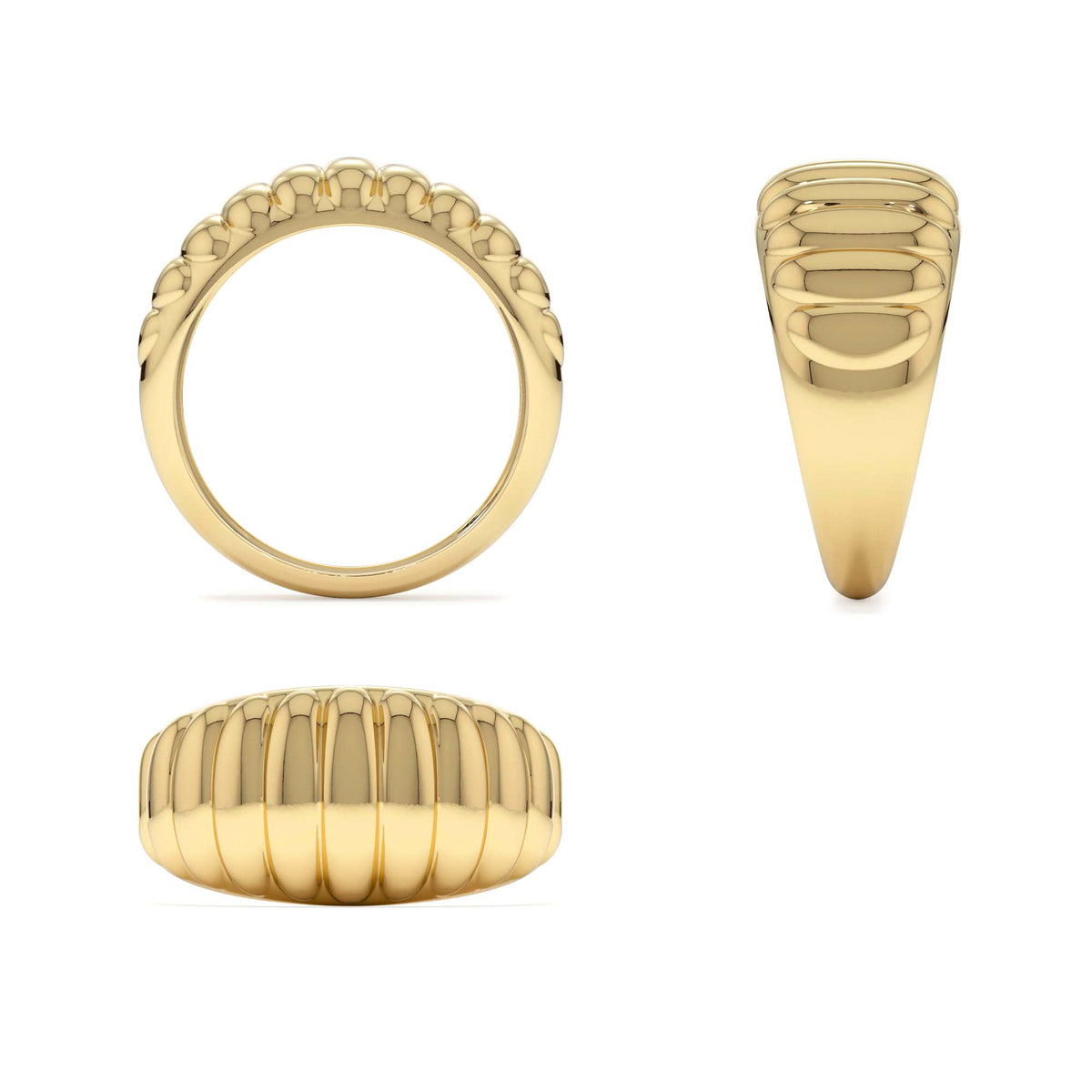 Chunky Ribbed Statement Ring in 14K Gold — view 3