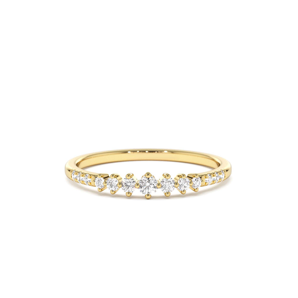Dainty Graduating Diamond Wedding Ring in 14K Gold — view 1