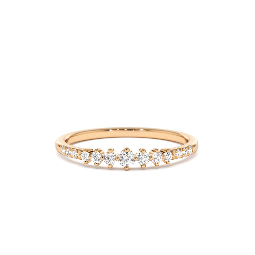 Dainty Graduating Diamond Wedding Ring in 14K Gold — view 5