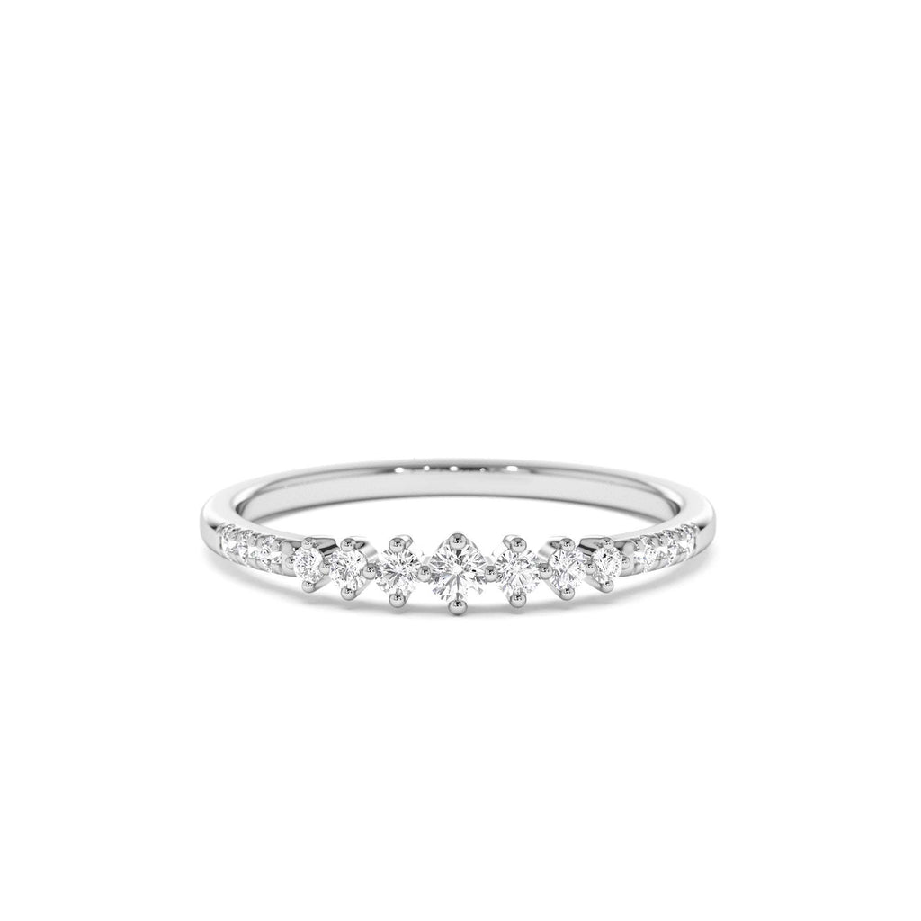 Dainty Graduating Diamond Wedding Ring in 14K Gold — view 4