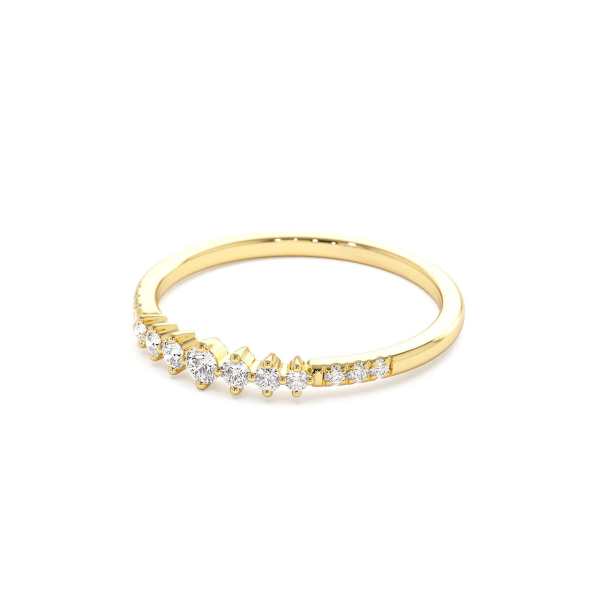 Dainty Graduating Diamond Wedding Ring in 14K Gold — view 2