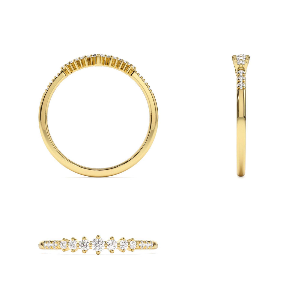 Dainty Graduating Diamond Wedding Ring in 14K Gold — view 3