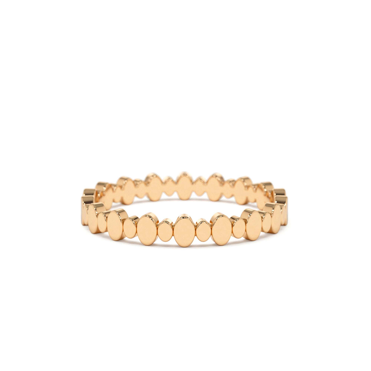 Alternating Size Oval Ring in 14K Gold — view 5