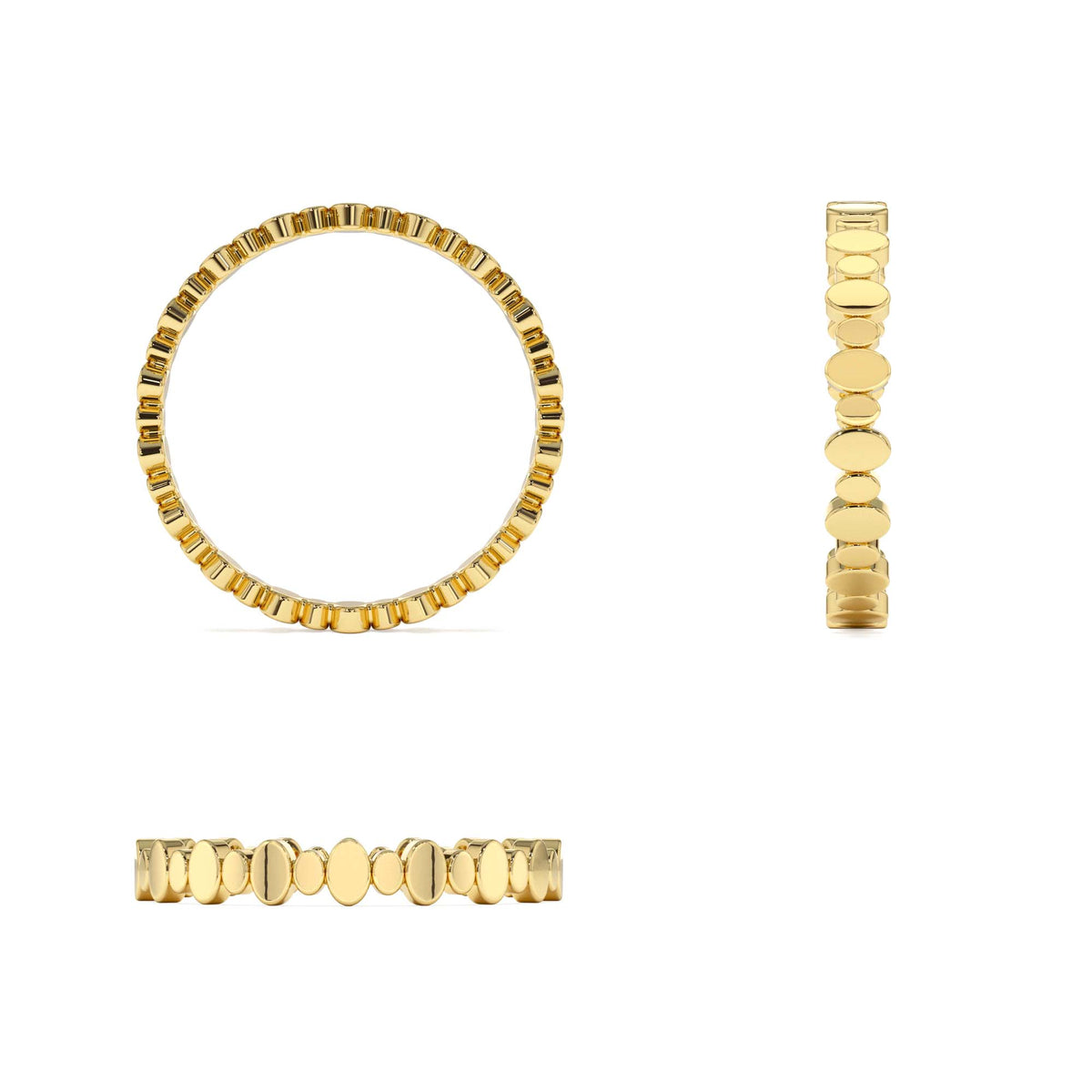 Alternating Size Oval Ring in 14K Gold — view 3