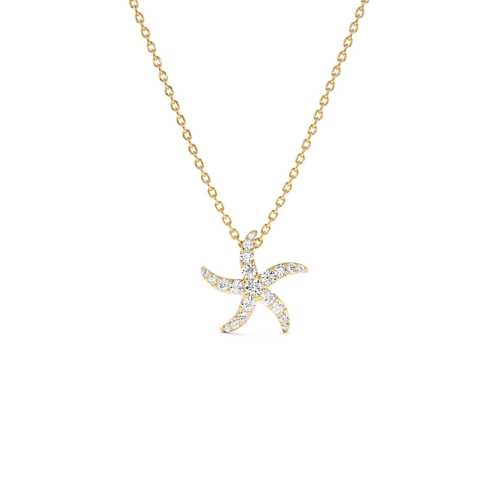 Diamond Starfish Charm Pendant in 14K Gold — view 1