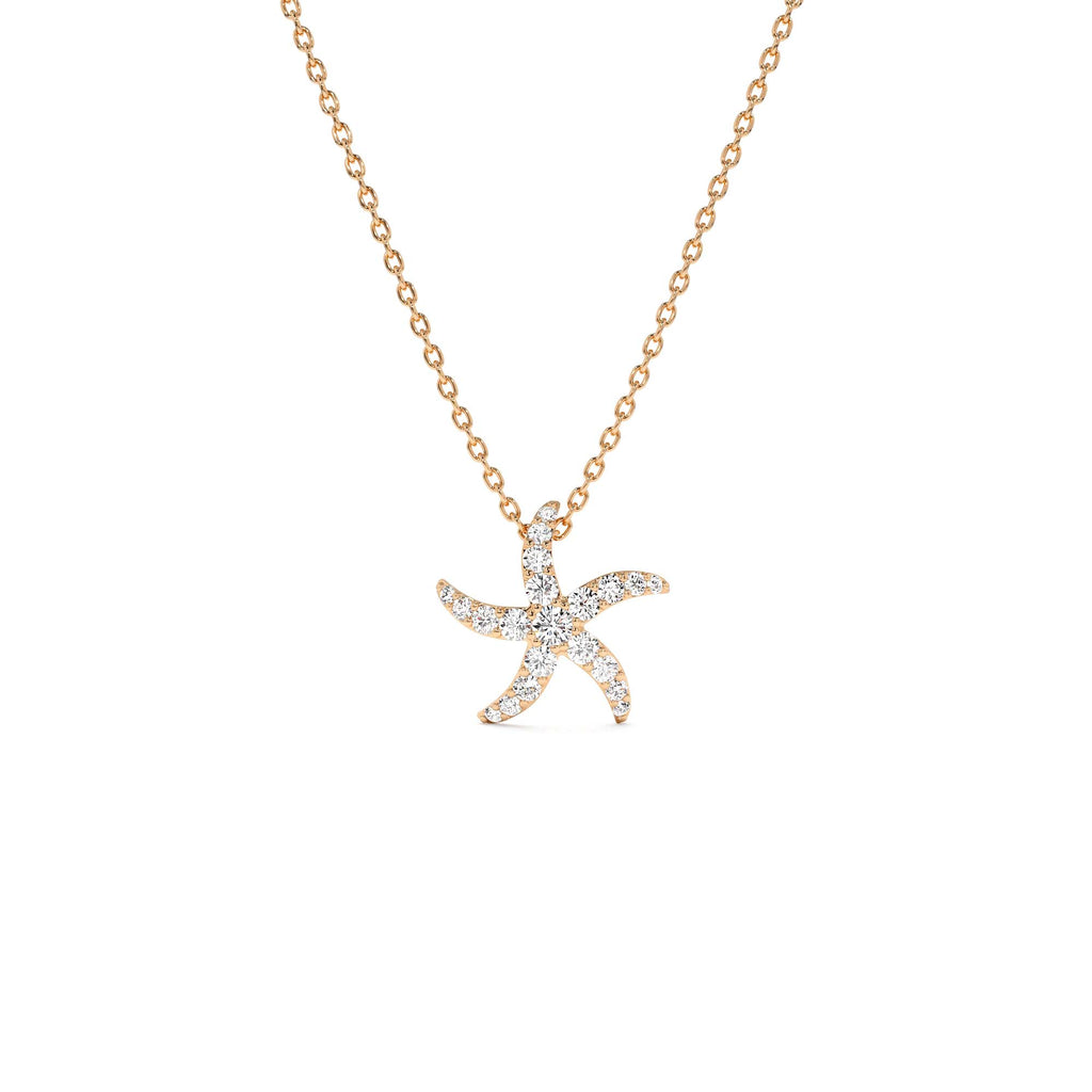 Diamond Starfish Charm Pendant in 14K Gold — view 3