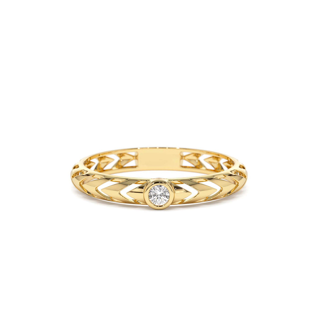 Unique Diamond Modern Ring in 14K Gold — view 1