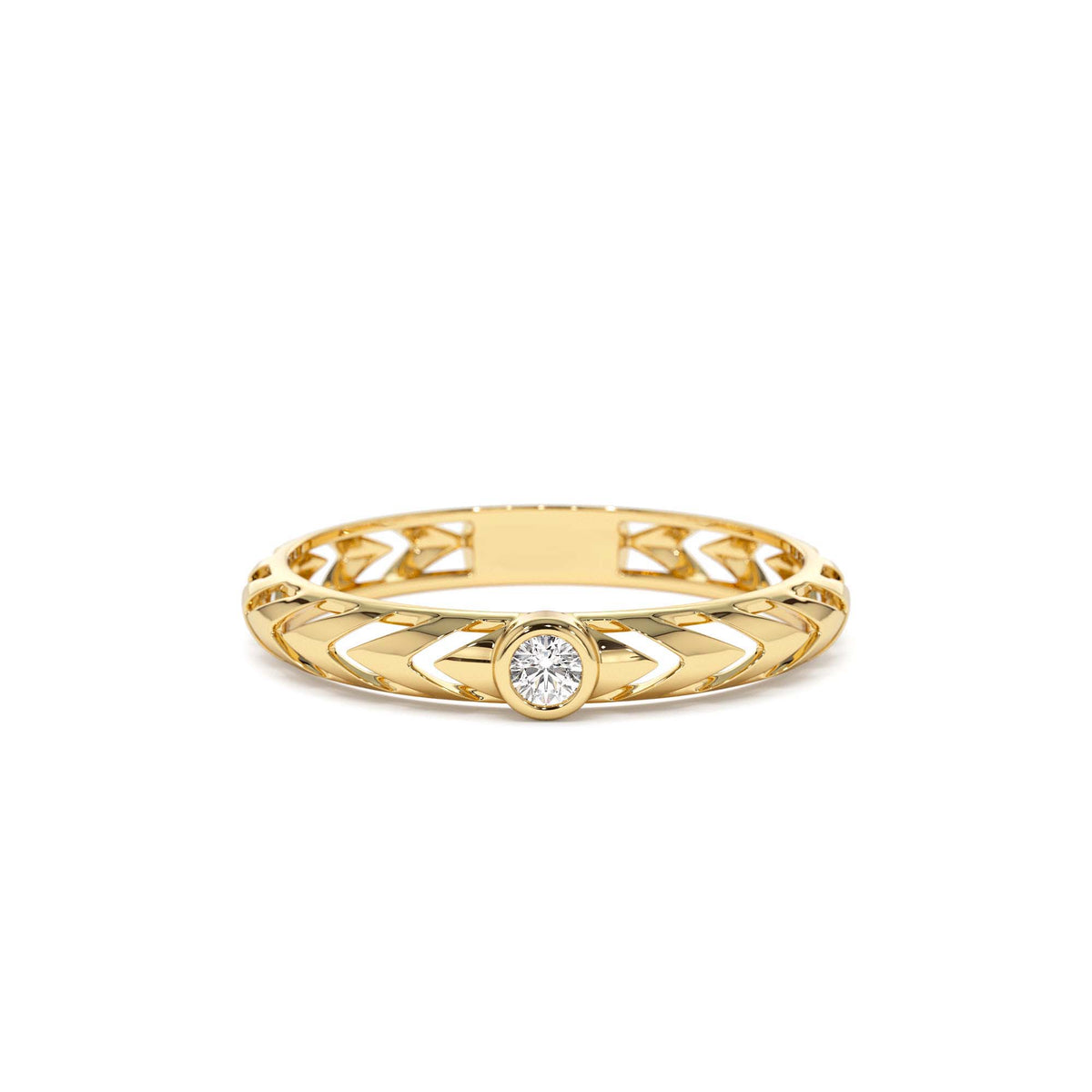 Unique Diamond Modern Ring in 14K Gold — view 1