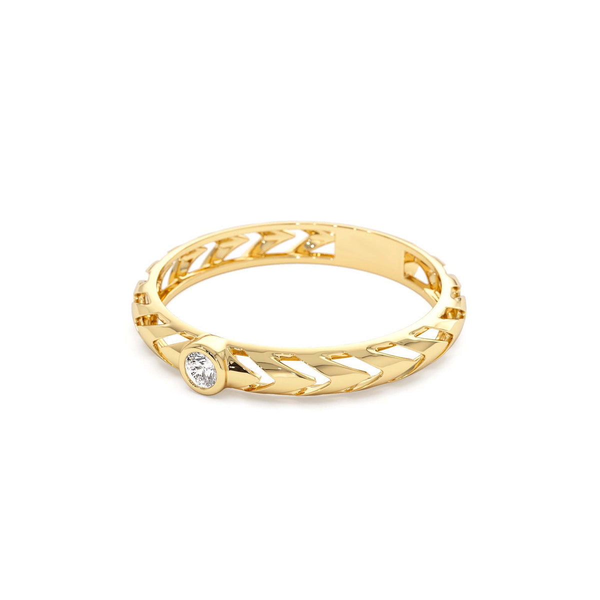 Unique Diamond Modern Ring in 14K Gold — view 2