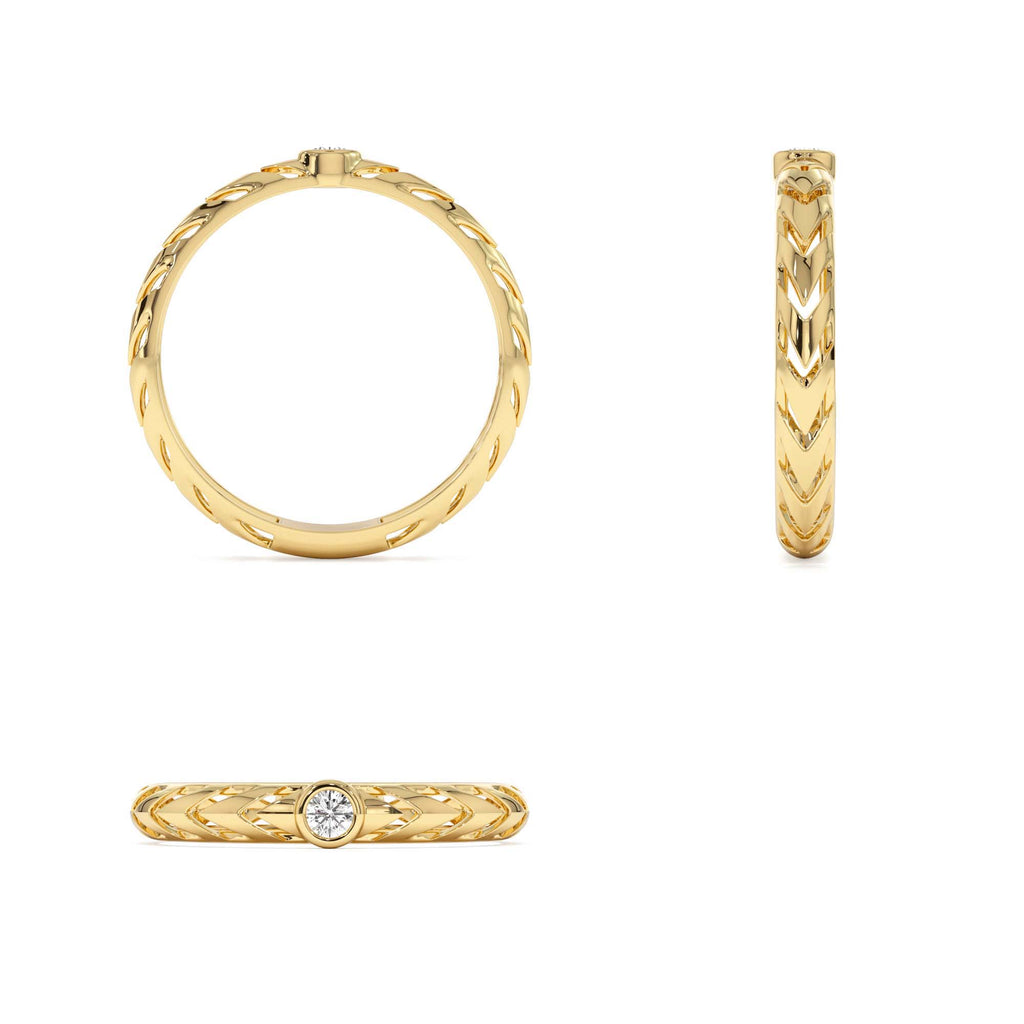 Unique Diamond Modern Ring in 14K Gold — view 3