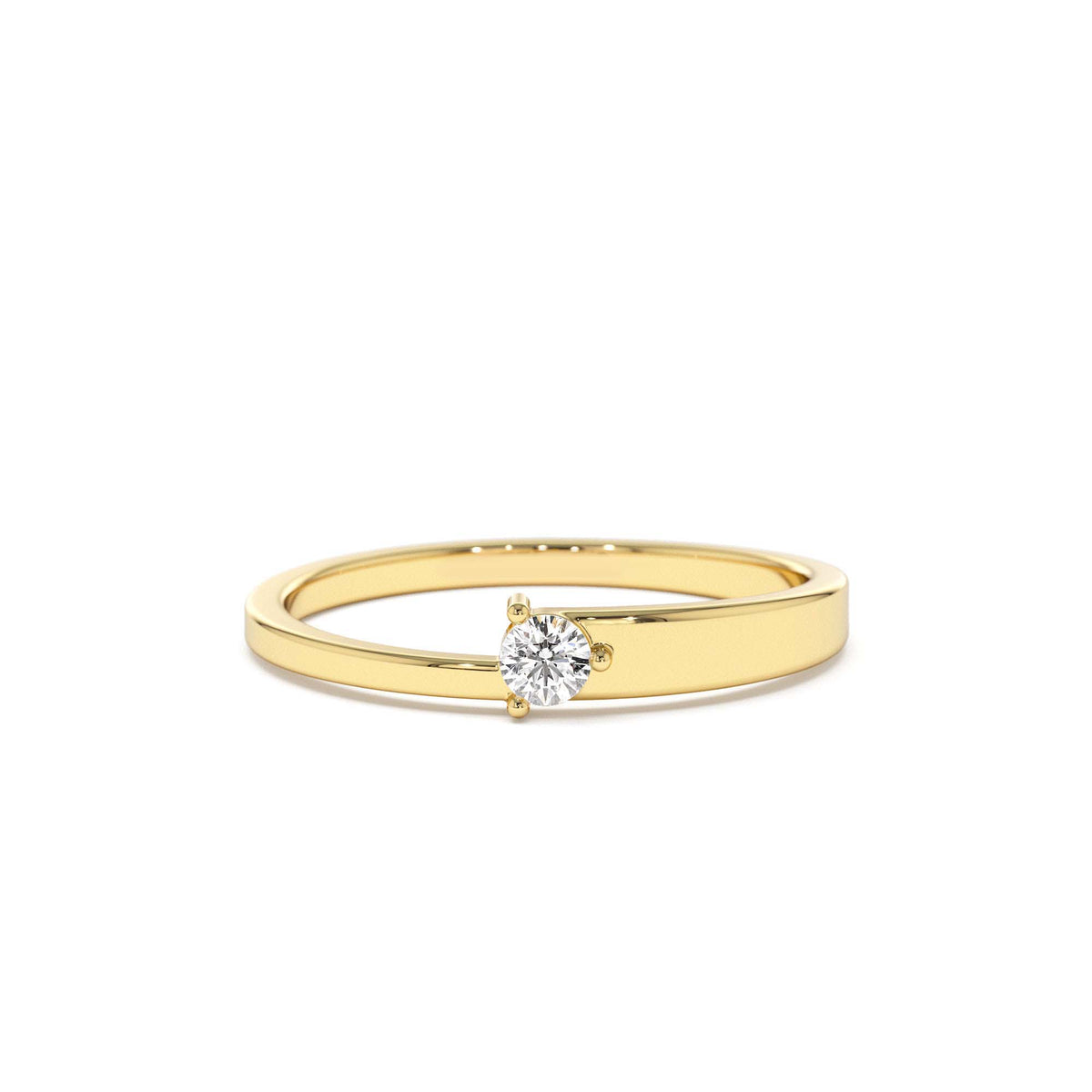 Round Solitaire Diamond Promise Ring in 14K Gold — view 1