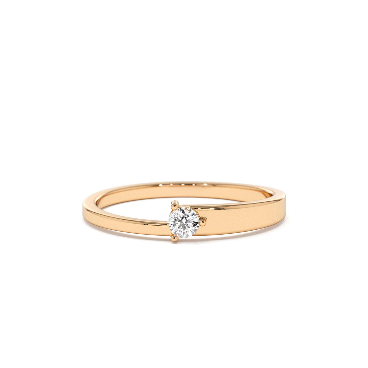Round Solitaire Diamond Promise Ring in 14K Gold — view 5