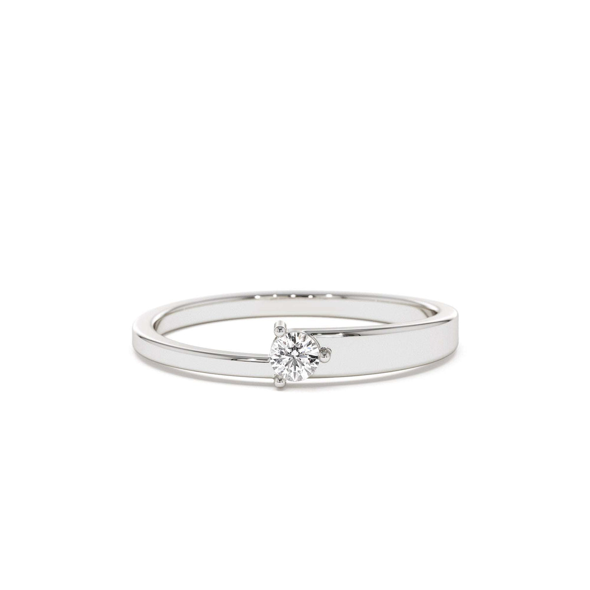 Round Solitaire Diamond Promise Ring in 14K Gold — view 4
