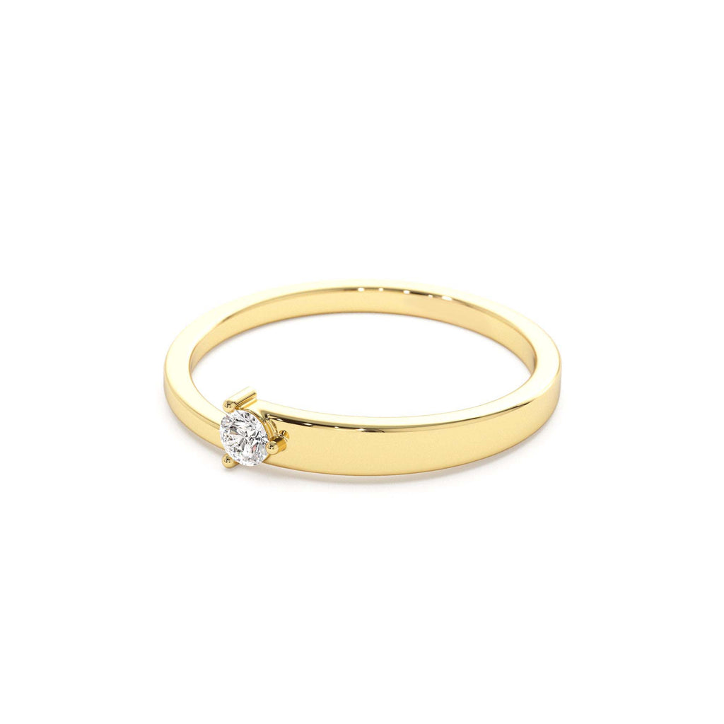 Round Solitaire Diamond Promise Ring in 14K Gold — view 2