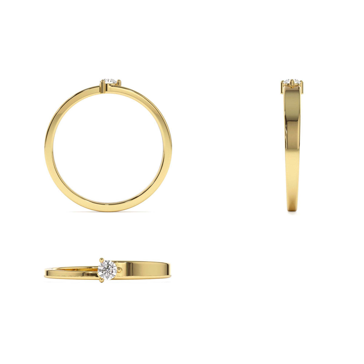 Round Solitaire Diamond Promise Ring in 14K Gold — view 3