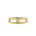 Double Band Bezel Setting Diamond Solitaire Ring in 14K Gold — view 1
