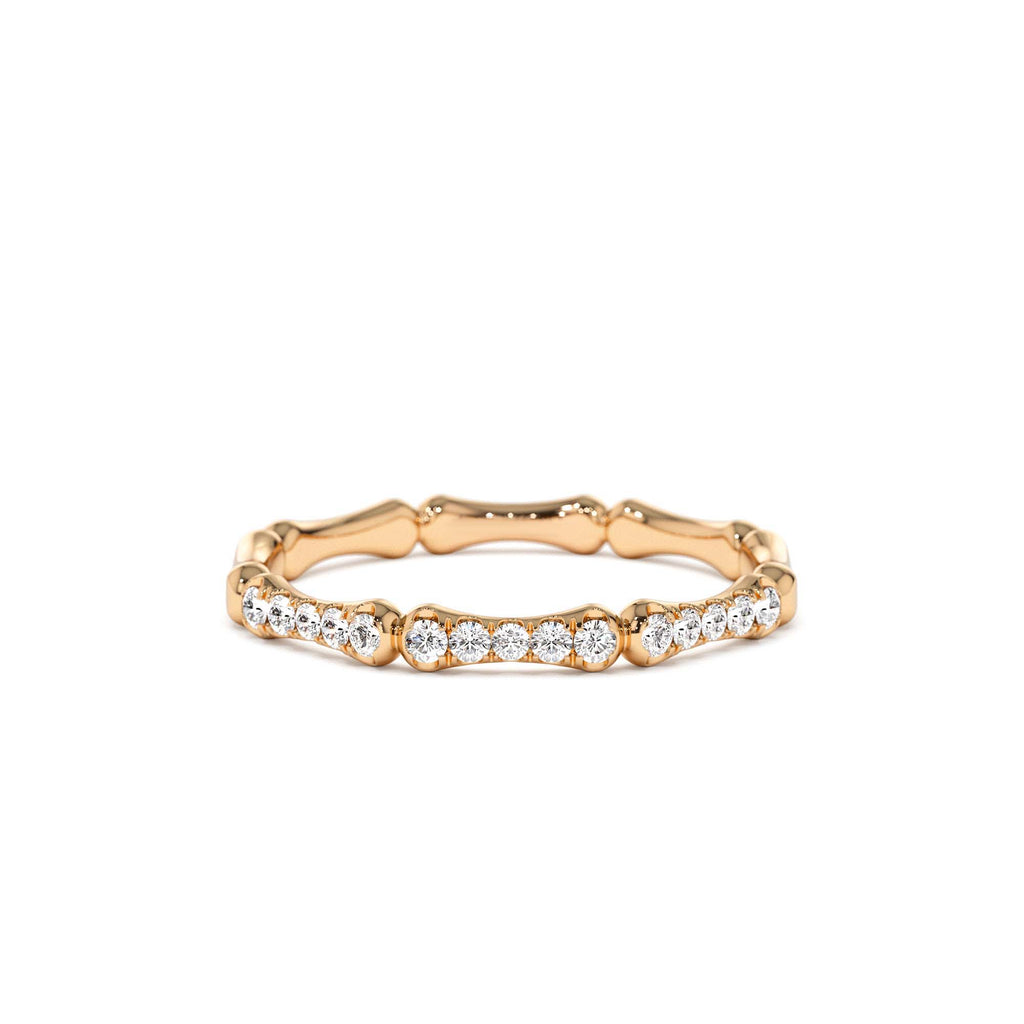 Pave Diamond Bamboo Ring in 14K Gold — view 5