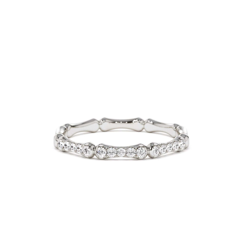 Pave Diamond Bamboo Ring in 14K Gold — view 4
