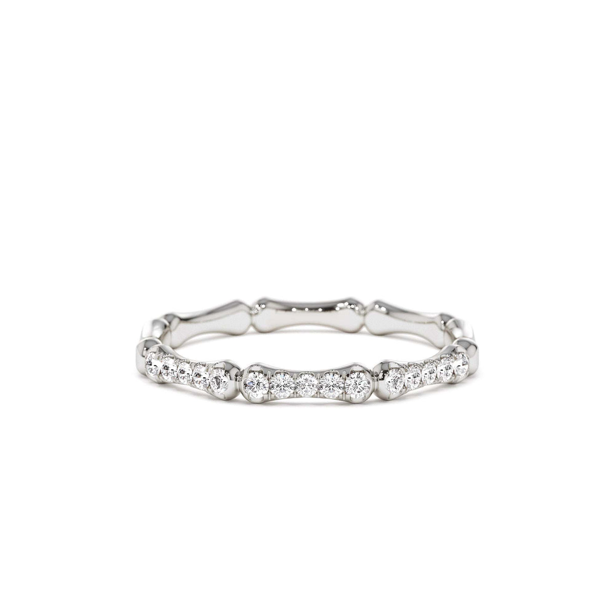 Pave Diamond Bamboo Ring in 14K Gold — view 4