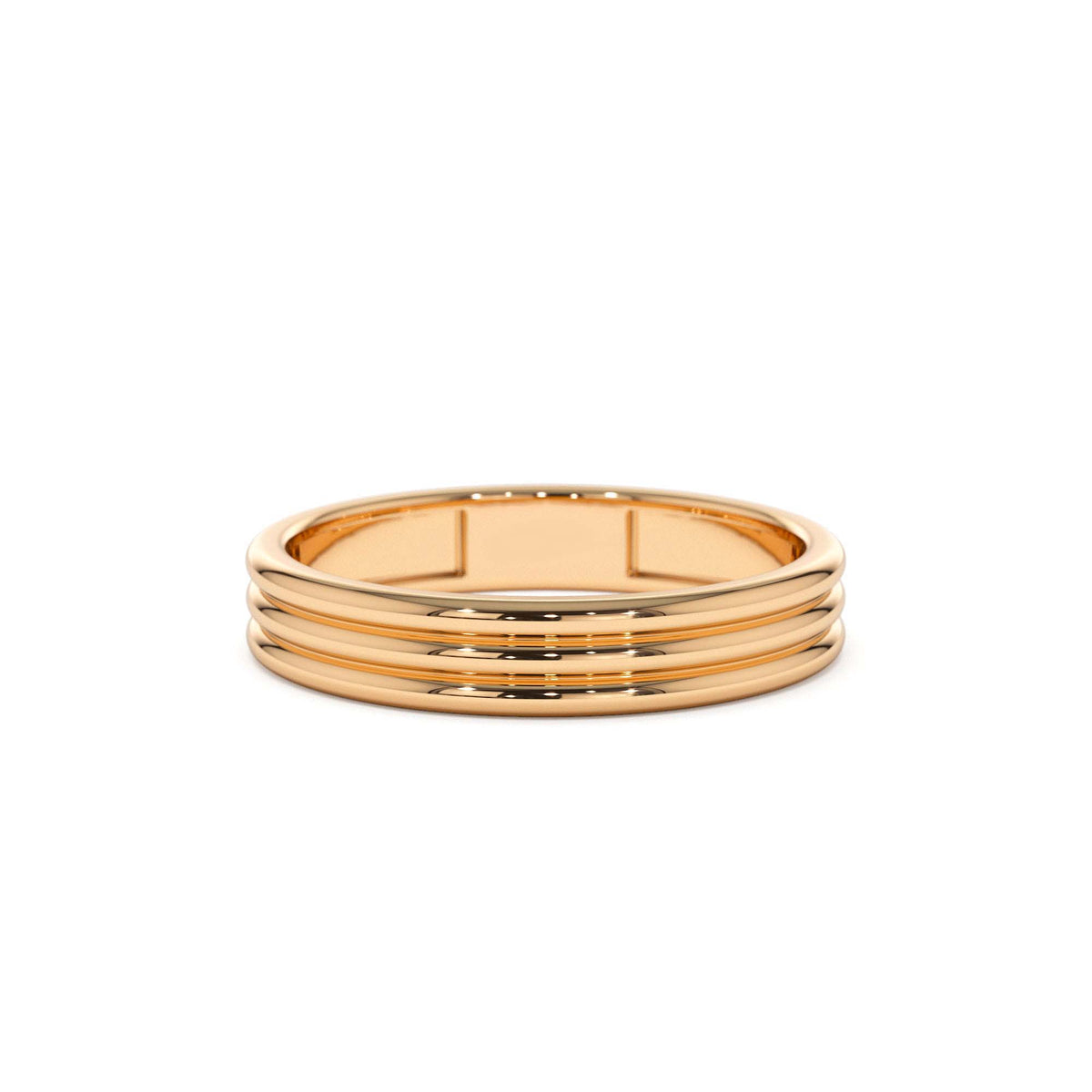 3.5MM Multi Lined Gold Wedding Ring in 14K Gold — view 5