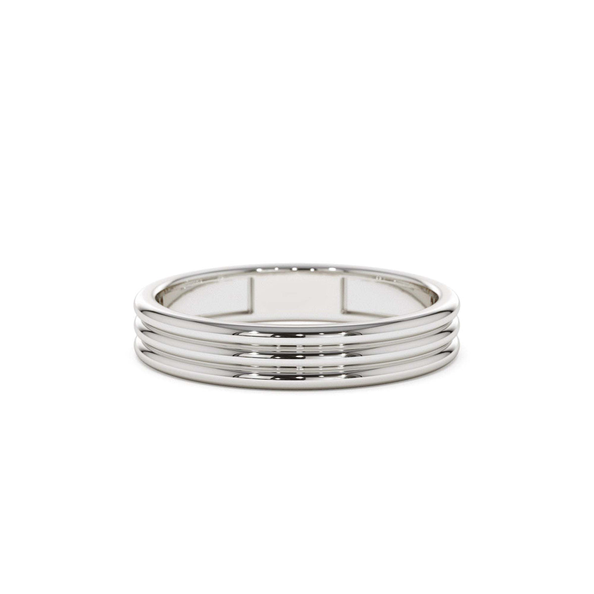 3.5MM Multi Lined Gold Wedding Ring in 14K Gold — view 4